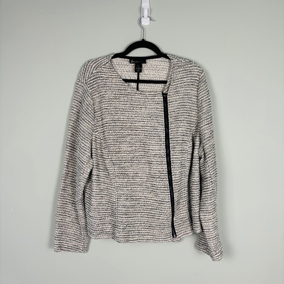 Lane Bryant Tweed Zip Front Moto Jacket Size 22 - Picture 1 of 3